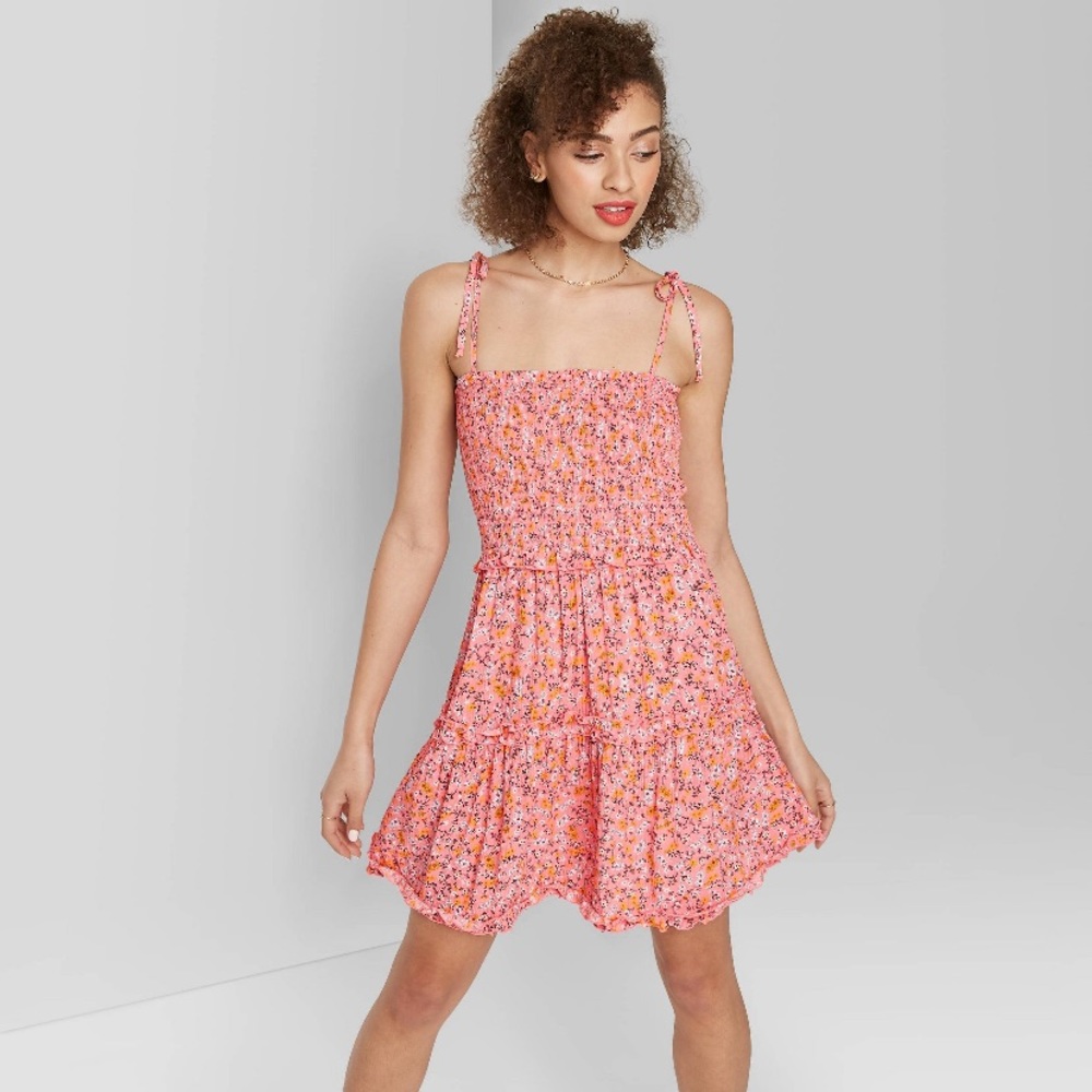 Pink Floral Wild Fable Tie Strap Dress Target